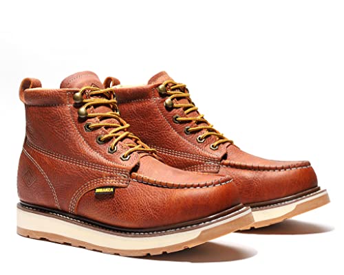 Bonanza Boots Frontier Dual 6" Work Boots for Men - Premium Leather Moc Toe, Steel Toe with Light-weight Dual Density Comfort Wedge Outsole; ASTM Rated2