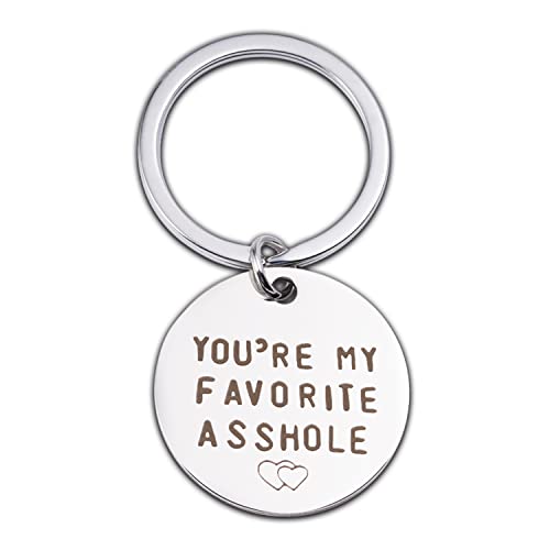 Linemoon Gifts For Boyfriend Husband Custom Couples Keychains Fun Birthday Anniversary Valentine Gifts You're My Favorite Asshole (Silver 204) #TOP25