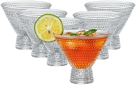 PTSTING Martini Glasses (Set of 6) Vintage Cocktail Glasses Bar Glasses (7.8oz) for Martini,Cocktail,Margarita,Cosmopolitan for Manhattan, Brandy