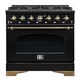 FORNO 36" Duel Fuel Range 6 burners in Black color
