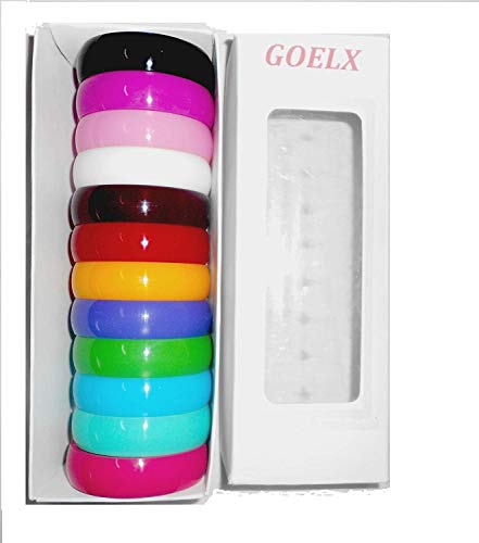 GOELX Plastic Acrylic Colorful Neon Bracelet Bangles Box for Women 12 Pcs (2.6 in)