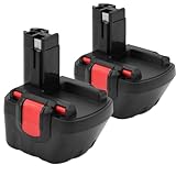 2er-Pack 12V 4800mAh NI-MH Ersatzakkus für Bosch BAT043, BAT045, BAT120, BAT139, 2607335542, 2607335526, 2607335274, GSR 12-2, 12VE-2, PSR 12, GSB 12VE-2, 22612, 23612, 32612