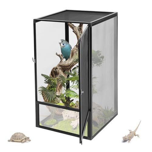 Terrarium,Reptile Cage, Chameleon Enclosure, Reptile Enclosure- 17.72" L×17.72" W×31.50" H,Snake Cage with Escape-Proof Lock, for Lizards/Snakes/Spiders, Portable Habitat for Indoor/Outdoor Use