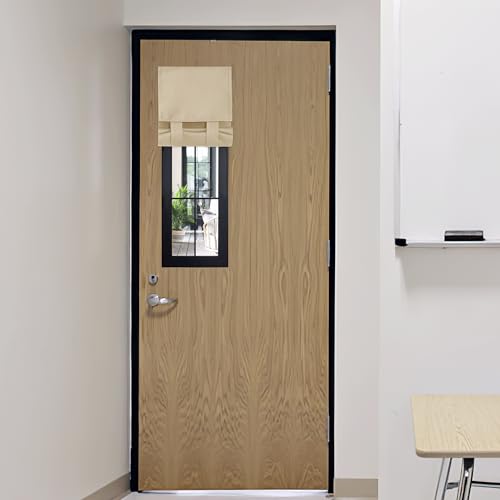 RYB HOME Classroom Door Window Cover, Blackout Shades for Classroom Windows and Doors Cover Lockdown Shades, Room Darkening Design Blocks Views, W 12 x L 30, 1 Panel, Biscotti Beige