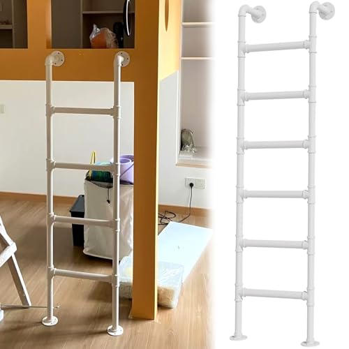 Échelle industrielle en tuyau de fer – Échelle d'escalade de sécurité robuste avec fixations de montage pour une installation facile dans le sous-sol ou le puits de fenêtre