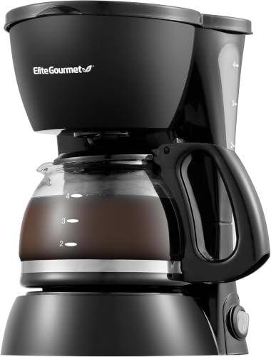 Image of Elite Gourmet EHC4128 Automatic 4-Cup Brew & Drip Coffee Maker with Pause N Serve, Glass Carafe, Reusable Filter, On /Off Switch, Keep Warm, Water Level Indicator, Black (Pack of 8)