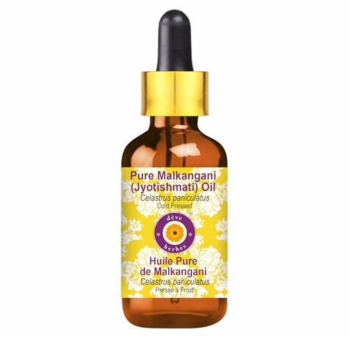Huile de Malkangani pure Deve Herbes 15ml avec compte-gouttes en verre
