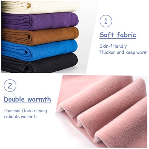 Panegy 2 Pack Girls Fleece Lined Leggings Winter Warm Thicken Pants Solid Color4