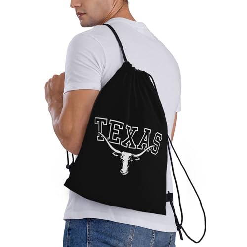 Texas Longhorn Lone Star State Texas Strong Drawstring Bag for Men Women Sport Backpack Gym Sackpack Black3