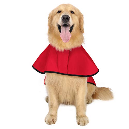 Hde Dog Raincoat Hooded Slicker Poncho For Small To X-Large Dogs And Puppies (Red, Large) #TOP2
