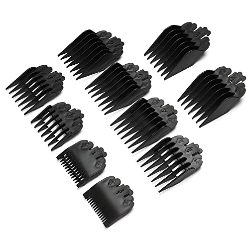 gofidin 10Pcs/Set Hair Clipper Combs Guide Kit 1.5-25mm Plastic Hair Trimmer Guards Barber Replacement Parts Universal Hair Salon Tool