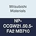Mitsubishi Materials NP-CCGW21.50.5-FA2 MB710 CBN CC Type Petit Tip Positive Turning Insert with Hole, Rhombic 80?, Grade MB710, FA Honing/No Wiper, 2 Tip, 0.250" IC, 0.094" T, 0.008" Corner Radius