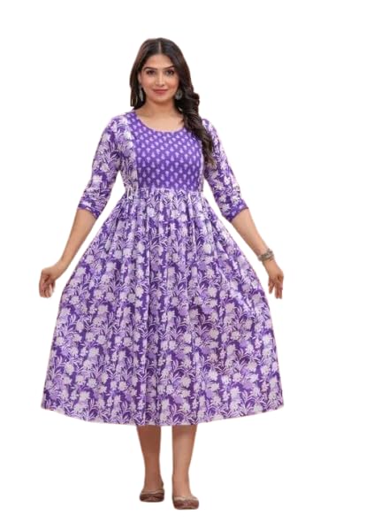 jalther Women's Comfortable Maternity Feeding Rayon Anarkali Kurta Dress with Both Side Zippers | Pre and Post-Pregnancy & Nursing Mom Dress-picture-32