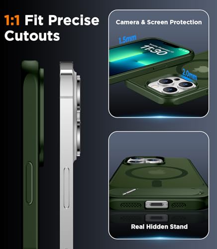 Image of Magnetic Compatible with iPhone 13 Pro Max Case, [Built-in Invisible Kickstand][Compatible with MagSafe][Military Grade Shockproof] Slim Translucent Matte Phone Case for iPhone 13 Pro Max 6.7 inch