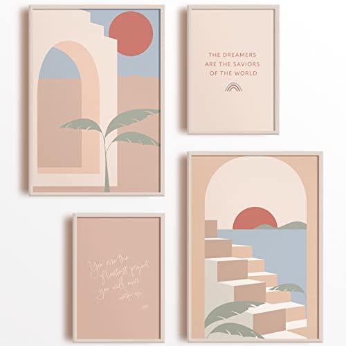 Wabi Home – Set de láminas Decorativas Pared. Láminas para enmarcar. Ideales para Cualquier Estancia del hogar. Cuadros decoración SIN Marcos 4 láminas: Tamaño 2xA4 y 2xA3