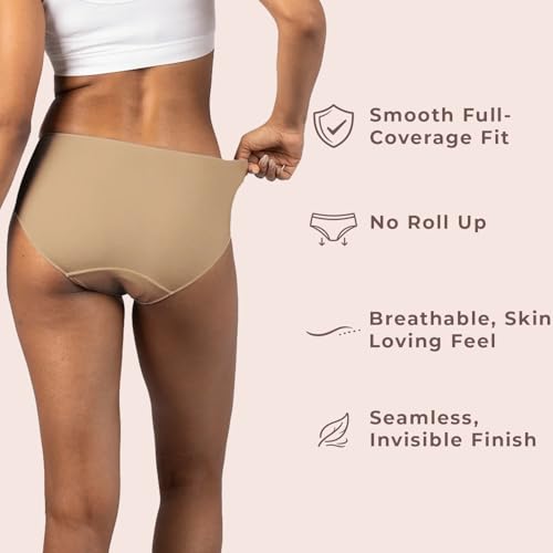 Image of Lavos Bamboo Cotton Panties for Women, Comfortable Soft Mid-Waist Hipster Panty with Thin Inner Elastic, Anti-Bacterial Odour Free Underwear for Womens, Seamless No Visible Briefs for Ladies