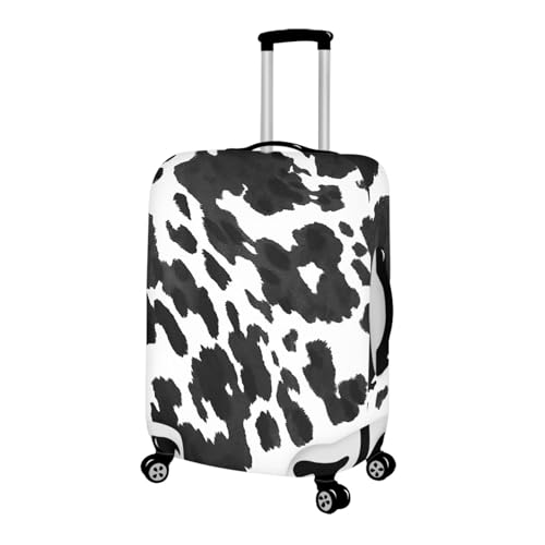 Luggage Covers for Suitcase, Black Cow Hide Print Elastic Travel Luggage Covers, Anti-Scratch Suitcase Cover Protector Fits 22-24 Inch Luggage (M)