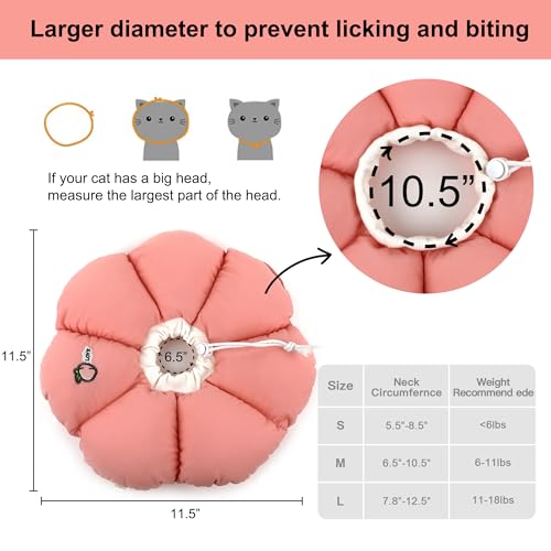 Image of HiDREAM Cat Cone Collar,Cute Waterproof Elizabethan e Collar for Cats,Anti-Bite Lick Wound Healing Safety Cat Recovery Collar,All-Season Style