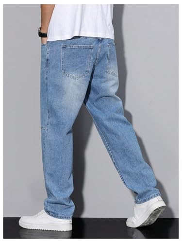 Men's Fashion Denim Pants Zipper Fly Straight Leg Jeans with Pockets2