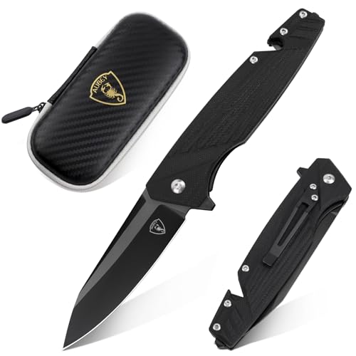 Image of AUBEY Pocket Knife, 8Cr14Mov Steel Blade 3.54 inch, Multitool Folding Knife HYG | Glass Breaker, Seat Belt Cutter, G10 Handle, Gift for EDC, Outdoor, Survival, Camping, Hiking, Outdoor Use & Road Trips
