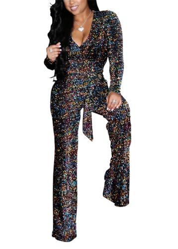 Sexy Sequin Jumpsuits for Women Plus Size Elegant Clubwear Sparkly High...