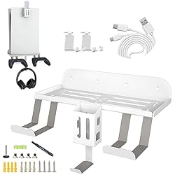 Ventilador Pared Control Remoto OUBANG Soporte PS5 8 en 1,Accesorios Soporte Pared Pared Playstation 5 para Consola de Disco y Digtal Edition,Soporte de Pie para Mando, Auriculares y Control Remoto PS5,Blanco (Blanco(VR Ver.))