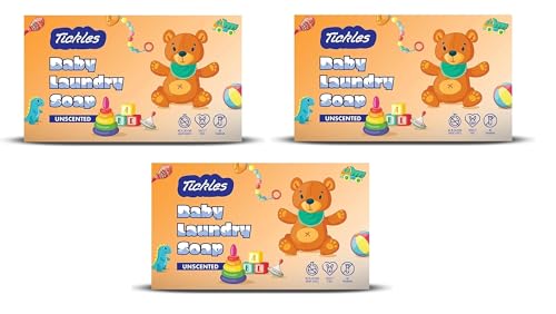 Image of Tickles (Pack of 3) Handmade Nirol Organic Unscented Washing Soap For Baby Clothes Diaper, Accessories Mainly for Sensitive Skin 100% Chemical Free Natural Laundry Soap For Baby (360 gms)