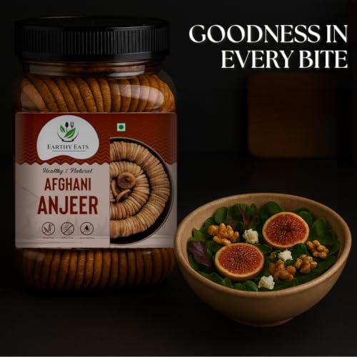 Image of Earthy Eats Premium Afghani Anjeer | Soft Juicy Dried Figs Dry Fruit | No Added Sugar, Rich Source Of Fiber | Low in Fat Healthy Snack Jar Pack Of 1 | Perfect for Gifting (1 KG)