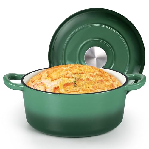 Small 3 Quart Dutch Oven, HaSteeL Round Cast Iron Cooking Pot with Lid, Nonstick Enameled Cookware...