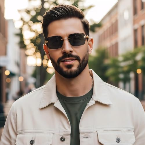 Image of COASION Fashion Rimless Frameless Sunglasses for Women Men Y2k Retro Sun Glasses Square Tinted Glasses