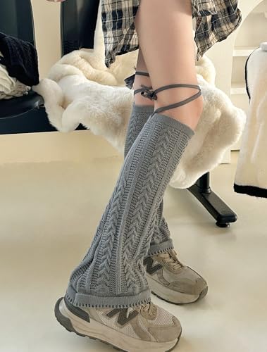 Image of YELAIVP Women's Leg Warmers Knit Kawaii Y2K Harajuku Leg Warmers with Adjustable String for Women Lolita Accessories