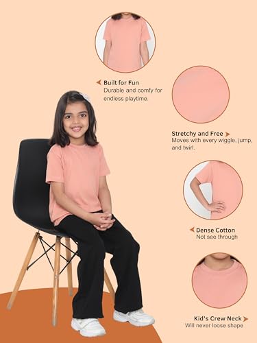 Image of Girl's Solid Regular Fit Half Sleeve 100% Pure Cotton T-Shirt