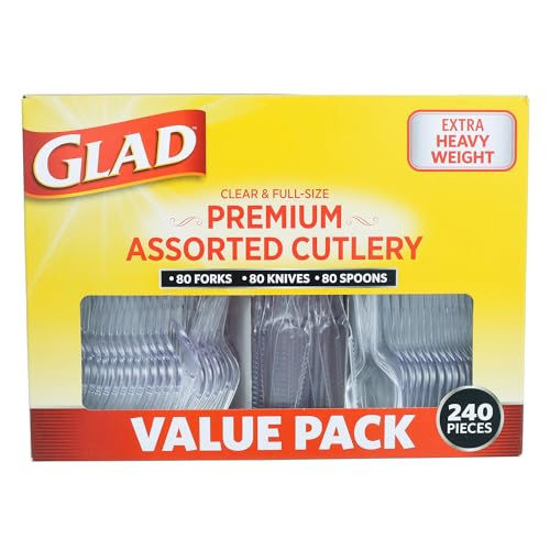 Glad Disposable Cutlery Set - Clear Heavy Duty Plastic Forks,
