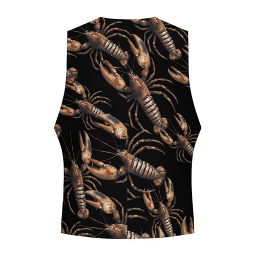 Lobster Men's Suit Vests Business Formal Dress Vest V-Neck Waistcoat for Wedding Casual 5