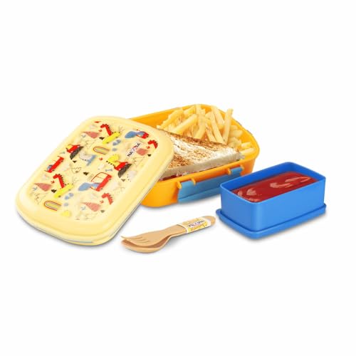 Image of Nayasa On The Go DLX Small Lunch Box, Leakproof, Durable - Perfect for School Kids,Yellow