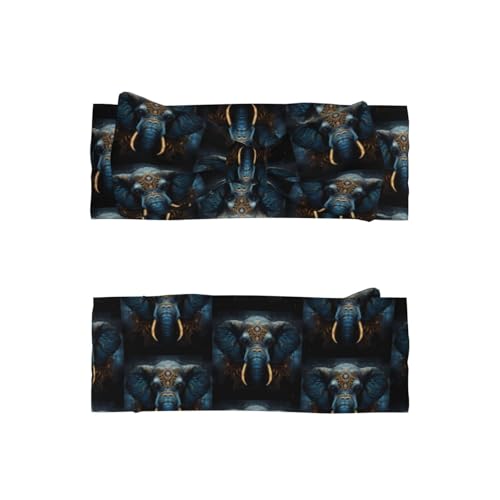 Eerie Elephant Prints Baby Bow Headband - Super Stretchy Soft Bows Hair Accessories for Newborn Infant Toddlers Kids Girls - Elastic and Skin-Friendly2