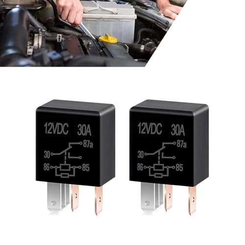 yorpyep 4 PCS 5 Pin Relay DC 12 V 30 A Multi-Purpose Oil Pump Air Conditioning Fan Relay Heavy Duty Accessories Waterproof Housing Plug and Play Motor Replacement for Most Cars Trucks (Black)