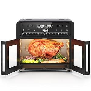 2024 New Dual Zone Air Fryer Oven with French Glass Door 25.4QT Large Capacity Family Meals 16-in-1 Preset Menus LED Screen Advanced Dual-Fan 360° Heat Circulation Quick Even Cooking Results