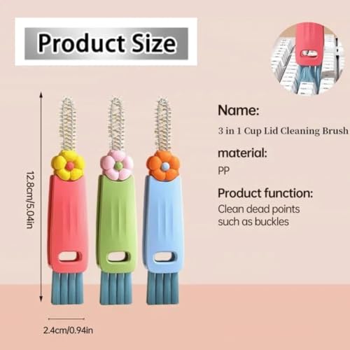 Image of 3 in 1 Cup Lid Cleaning Brush, 2025 New Multifunctional Water Bottle Cleaner Brush Set for Bottle Gap Tight Spaces Cup, Portable Cup Lid Gap Cleaner, Home Kitchen Crevice Brush Tools