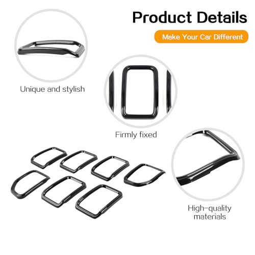 Image of Front Grille Insert Cover Compatible with Jeep Grand Cherokee 2021-2023, Black, 7 Pcs