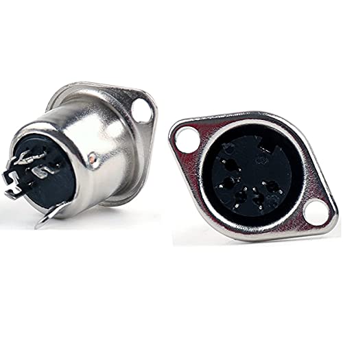 Conector DIN 5 pines hembra de soldadura estable para panel con 2 orificios 4