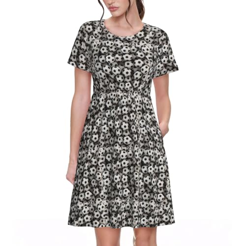 Robe d'été courte style marin football pour femme en coton léger
