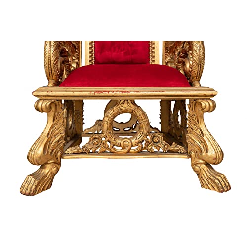 Biscottini Thronesessel im Barock-Stil, 194 x 92 x 96 cm, Sessel aus massivem Holz mit hoher Rückenlehne, königlicher Sessel, Sessel, Riesensessel für Räume und Häuser – Bild 7