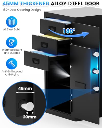 5.0 Cuft Fireproof Document Safe Box, Home Safes Fireproof Waterproof With Removable Drawer, Smart Alert, Combination LCD Keypad Keys, Anti-Theft Security Digital Safe Box For Money Jewelry - Thumbnail 5