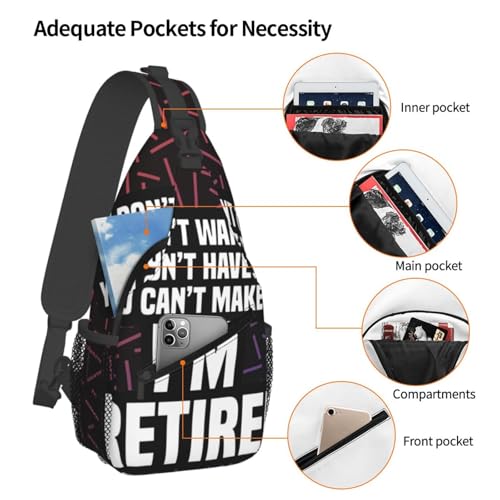 I'M Retired Funny Retirement Small Crossbody Backpack Sling Bag For Men Women Mini One Shoulder Chest Bags Gym Sport Travel Hiking Daypack4