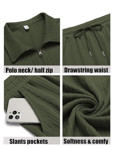 COOFANDY Men's Polo Shirt and Shorts Set 2 Piece Outfits Casual Summer Tracksuits Set with Pockets