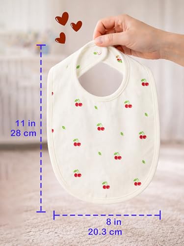 Image of Kidbea Organic Cotton Baby Bib, Adjustable Snap Closure Soft Absorbent Feeding Bibs Apron for Newborns & Infants Child With Cute Prints | Reusable Baby Essential