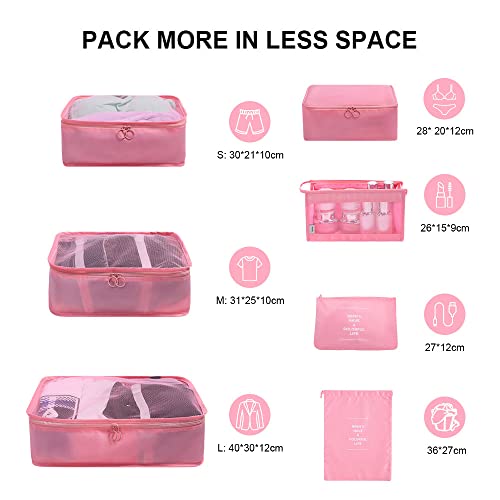 Image of OSDUE Travel Packing Cubes, 7pcs Multifunction Suitcase Organizer Set, Luggage Organiser Waterproof Suitcase Essential Bag, Packing Cubes for Suitcase Travel Accessories