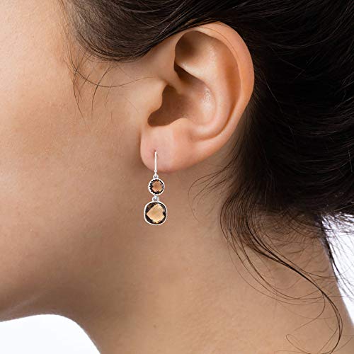 925 Sterling Silver Smoky Quartz Cushion Shape Drop Dangle June Birthstone Earrings For Women | Fine Jewellery #TOP4