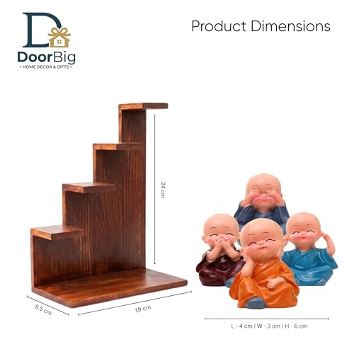 Image of Cute Mini Buddha Idol Statue for Car Dashboard,Resin Buddha Monk Showpiece, Decoration Items Buddha for Table Decor Living Room Home,Showpiece, Fantasy (Mini Budha with Stand)